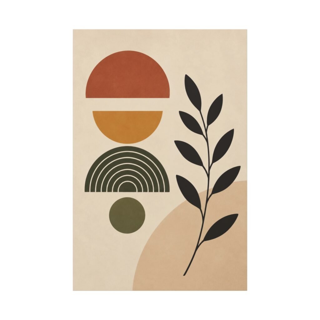 Abstract Botanical Canvas Wall Art — Mid-Century Geometric Print