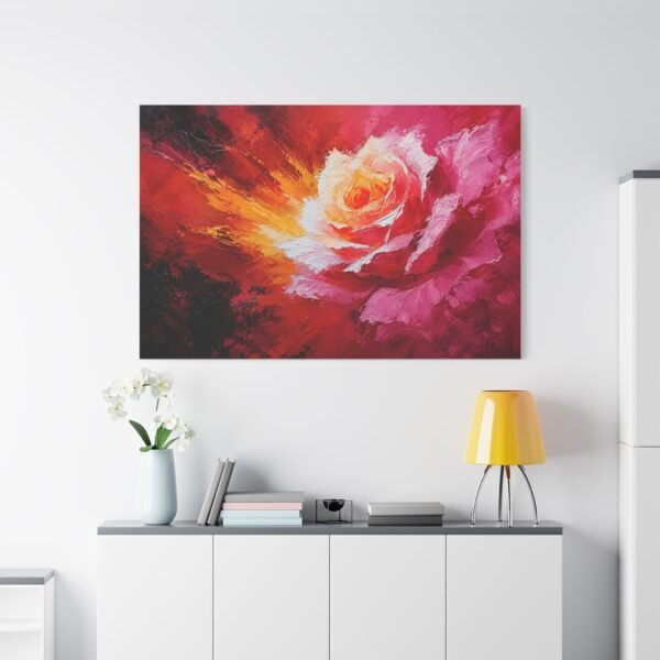 Abstract Rose Explosion Matte Canvas Wall Art - Vibrant Floral Painting - Image 1