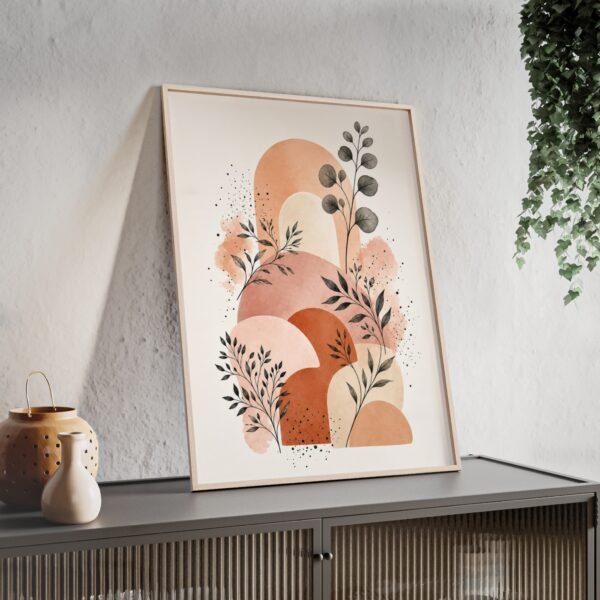Boho Abstract Poster with Wooden Frame — Terracotta Arch Wall Art - Image 3
