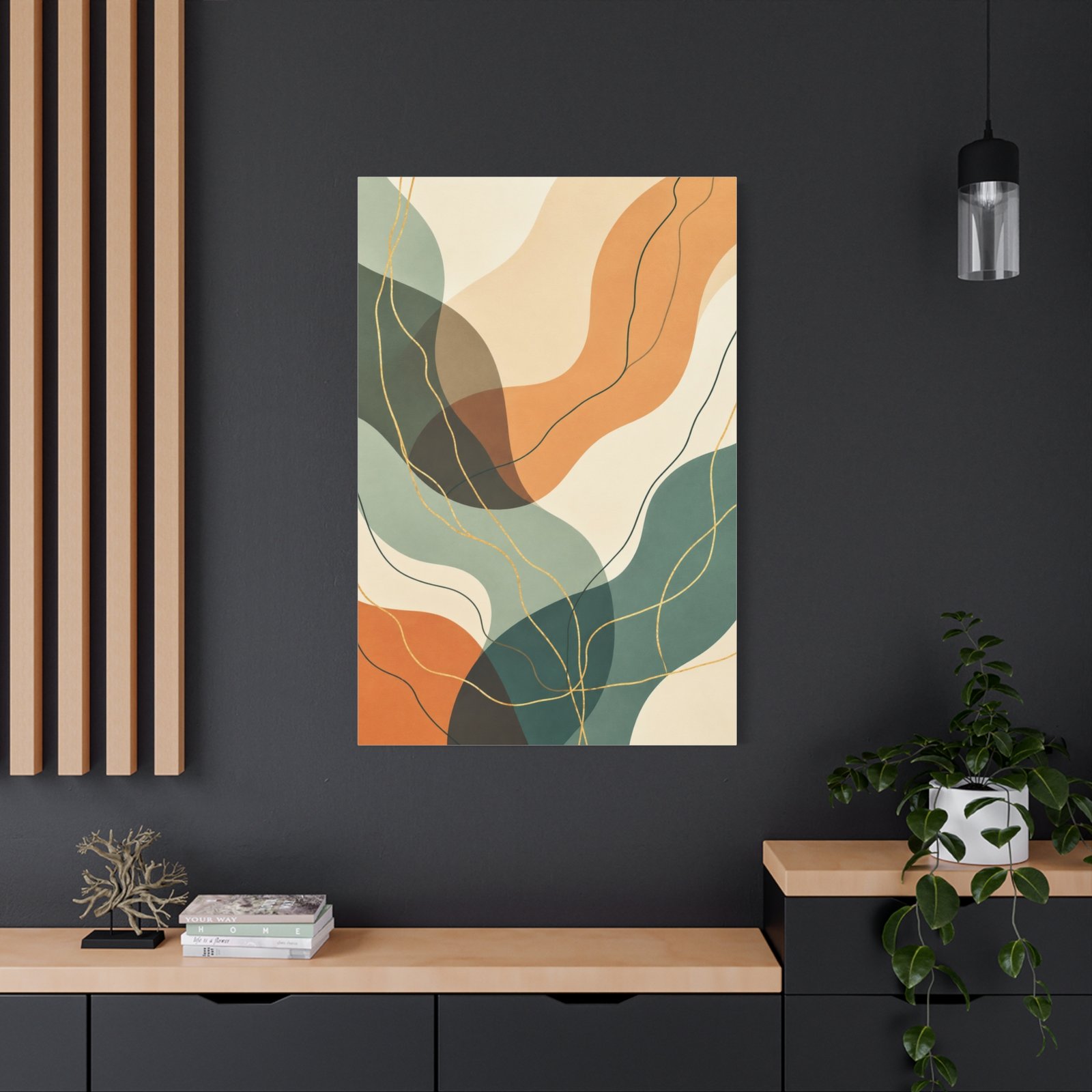 Abstract Organic Shapes Matte Canvas Wall Art — Earth Tone Mid-Century Modern Print - Image 4
