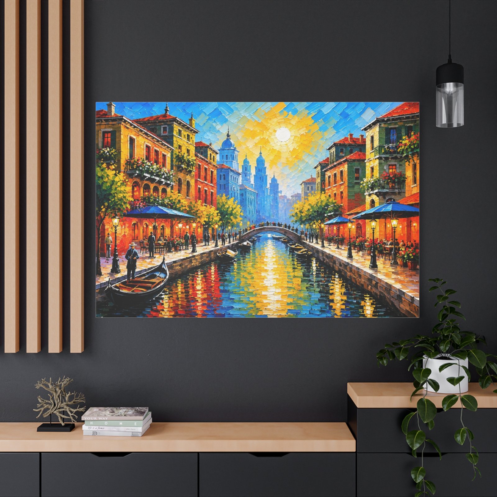 Sunlit Canal City Matte Canvas Wall Art — Stretched 1.25" - Image 4
