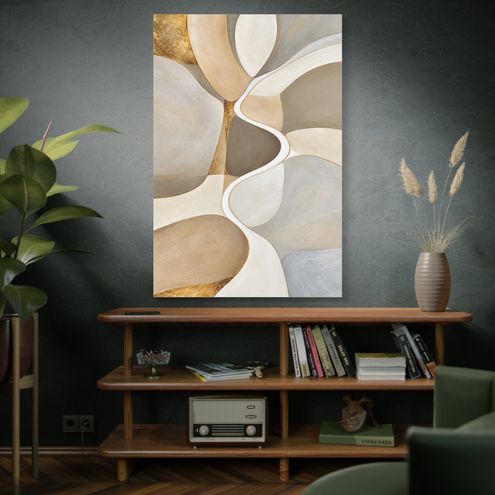 Abstract Neutral Tones Canvas Art — Organic Shapes Matte Stretched Print - Image 5