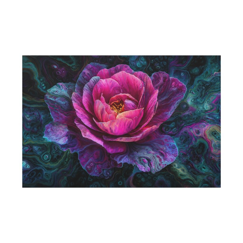 Floral Galaxy Canvas — Pink Peony Matte Stretched Wall Art