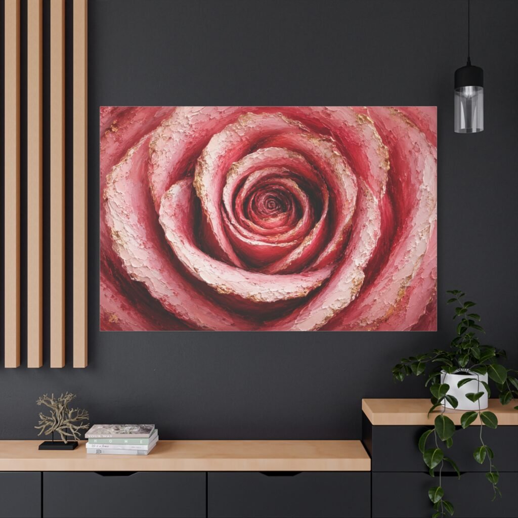 Pink Rose Canvas Wall Art – Stretched Matte Floral Canvas Print