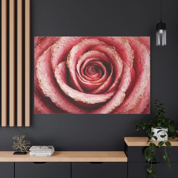 Pink Rose Canvas Wall Art – Stretched Matte Floral Canvas Print - Image 4
