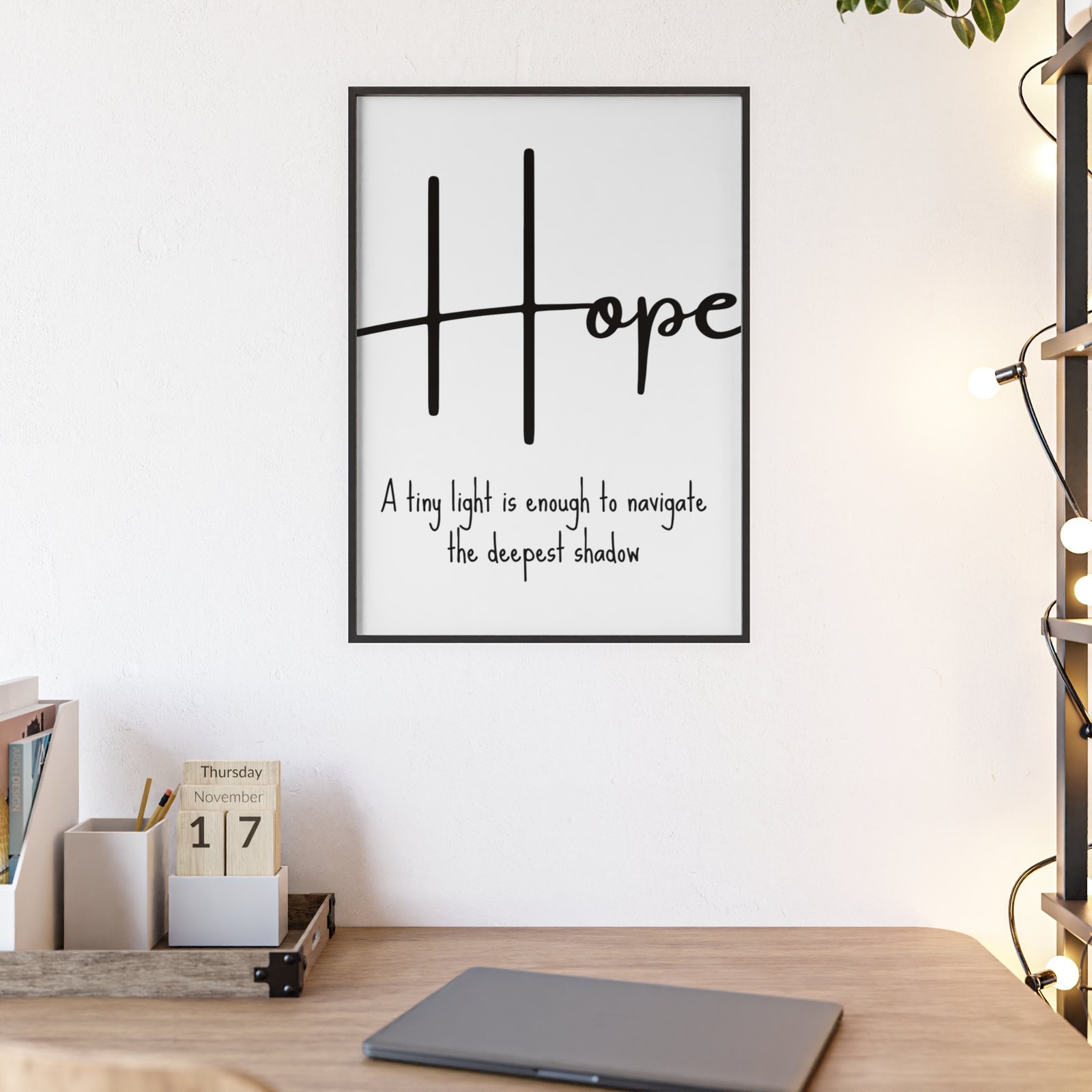 Hope Framed Wall Art Poster — "Hope: A tiny light is enough to navigate the deepest shadow" - Image 3