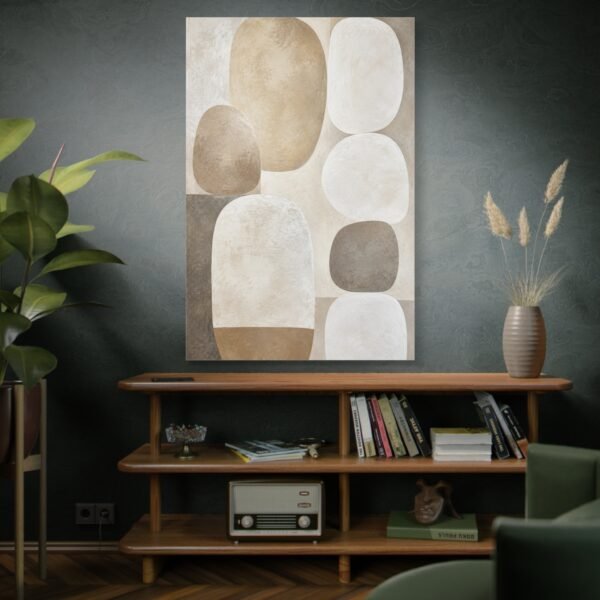 Neutral Abstract Canvas Wall Art — Earth Tone Organic Shapes, Matte Stretched Canvas - Image 5