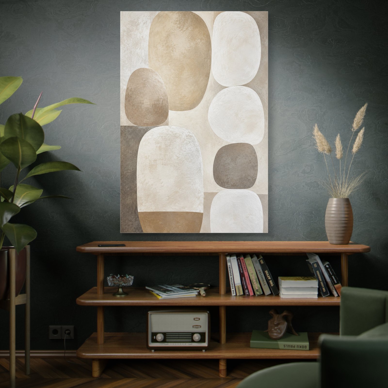 Neutral Abstract Canvas Wall Art — Earth Tone Organic Shapes, Matte Stretched Canvas - Image 5