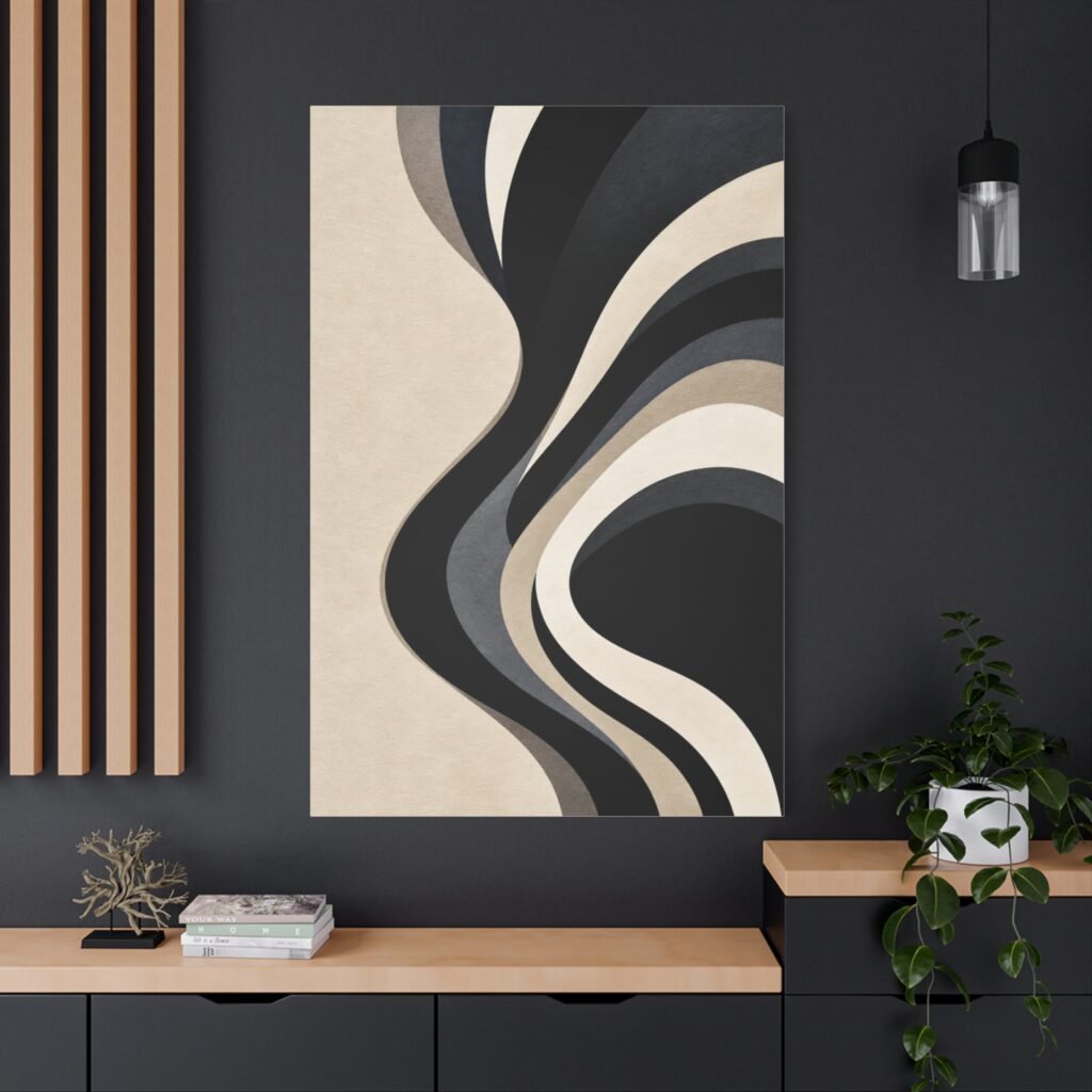 Abstract Neutral Wave Matte Canvas Print — Modern Minimalist Wall Art