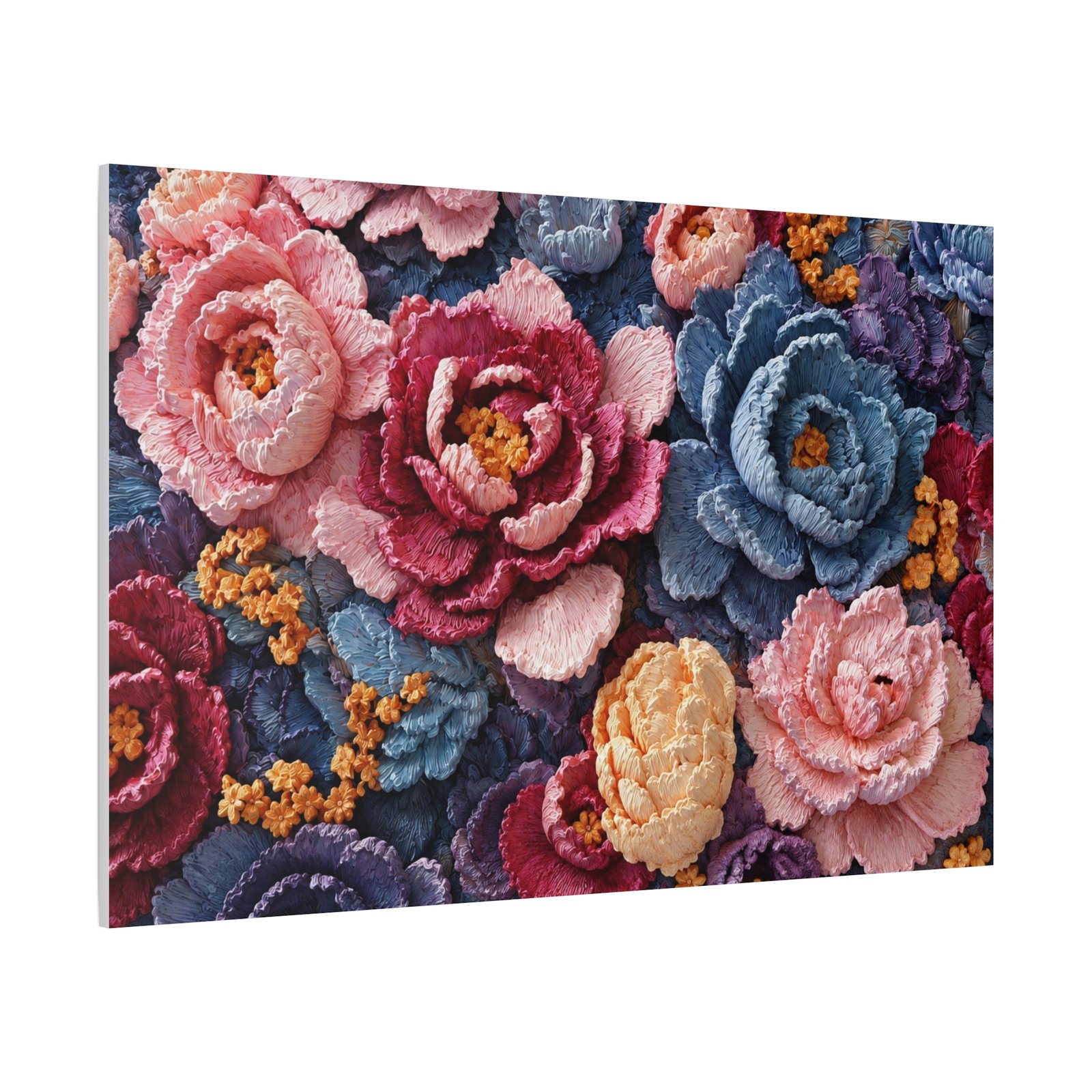 Floral Embroidery Canvas Print — Stretched Matte Wall Art - Image 3