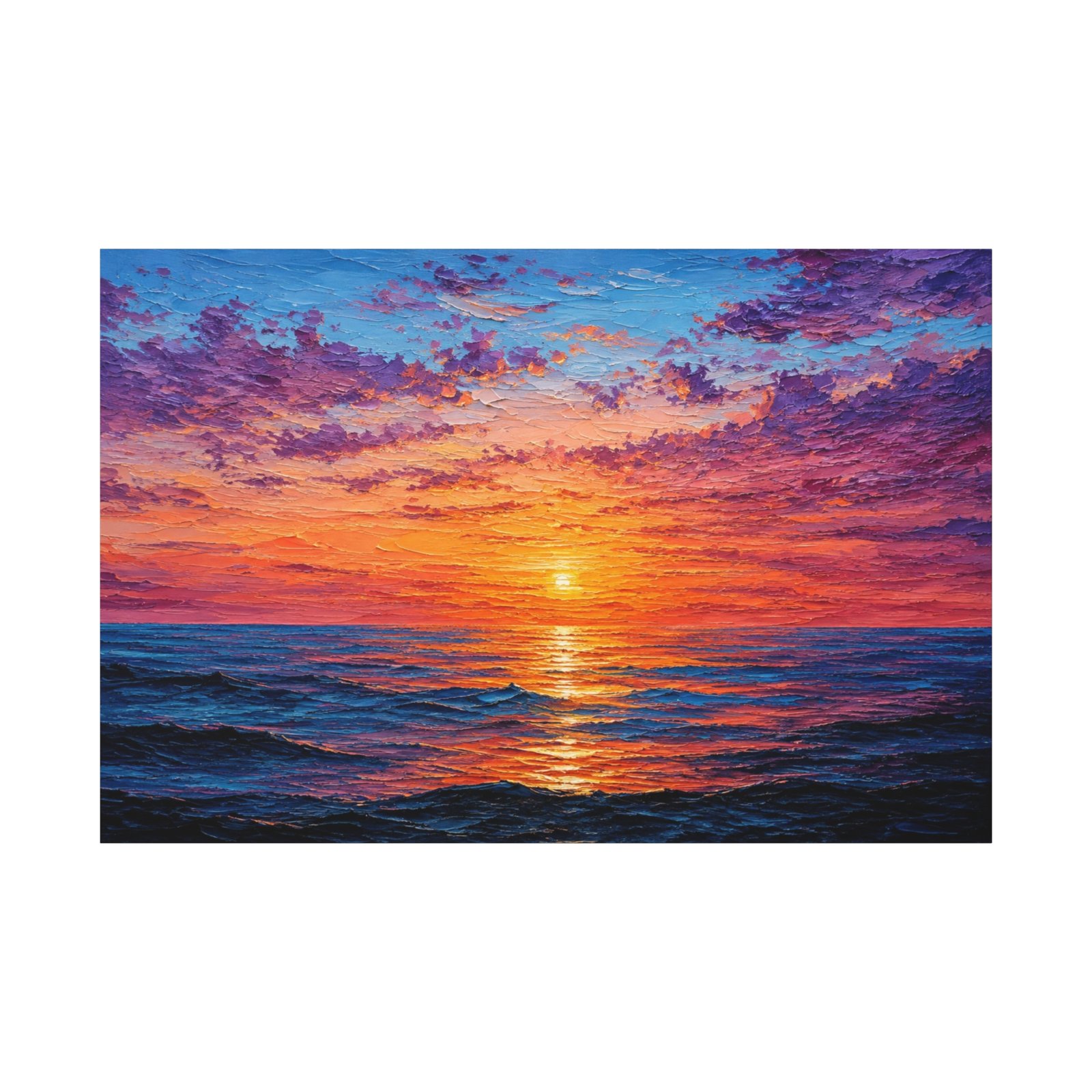 Sunset Ocean Matte Canvas Print — Stretched Wall Art - Image 1