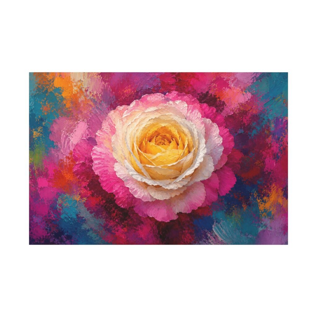 Vibrant Rose Floral Canvas Wall Art — Colorful Stretched Matte Print