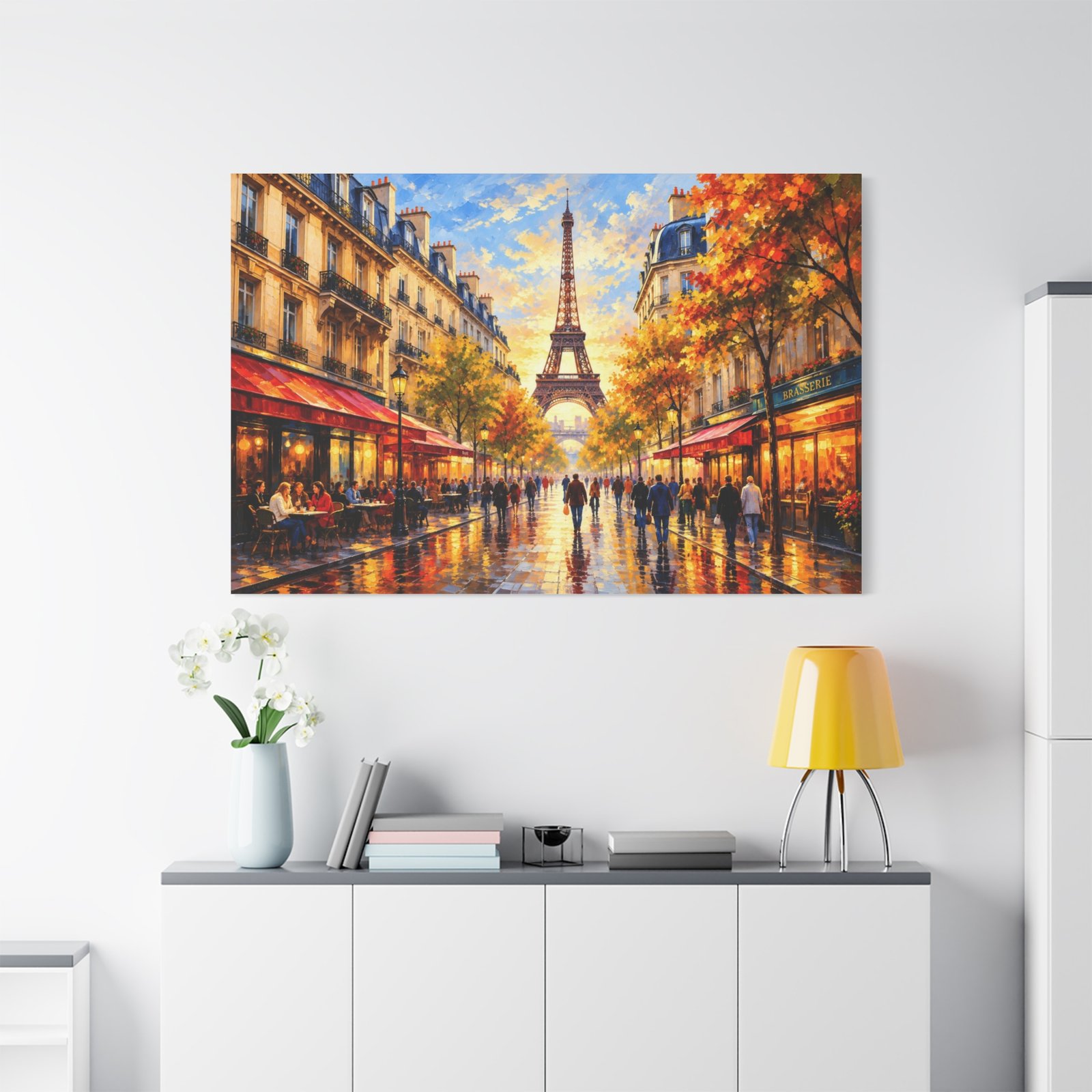 Eiffel Tower Paris Street Scene Matte Canvas Wall Art, Stretched - Image 3