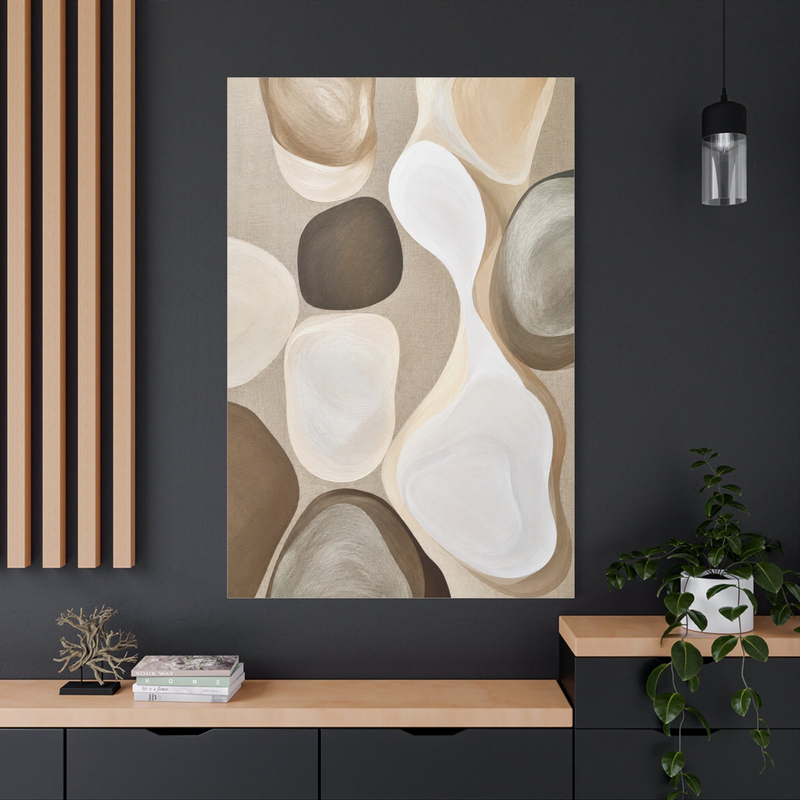 Neutral Abstract Canvas Wall Art – Beige & Brown Organic Shapes, Matte Stretched 1.25" - Image 4