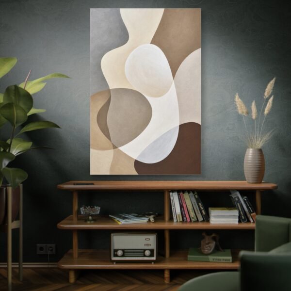 Abstract Neutral Shapes Canvas Wall Art — Modern Minimalist Beige Brown Stretched Print - Image 5
