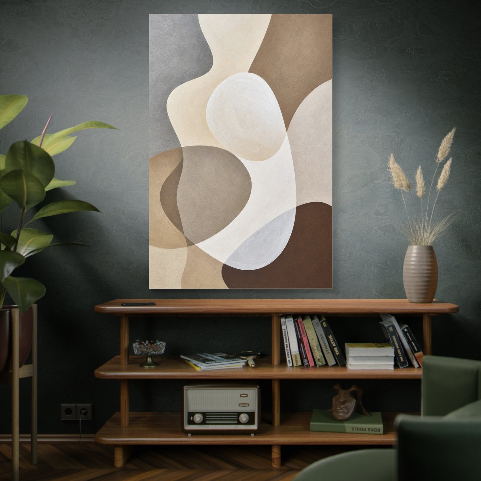 Abstract Neutral Shapes Canvas Wall Art — Modern Minimalist Beige Brown Stretched Print - Image 5
