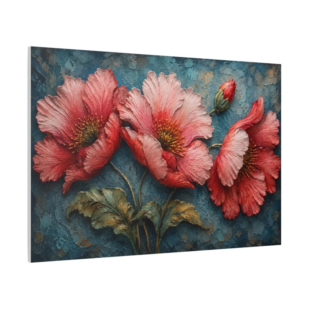 Pink Poppy Floral Canvas Wall Art — Stretched Matte 1.25"