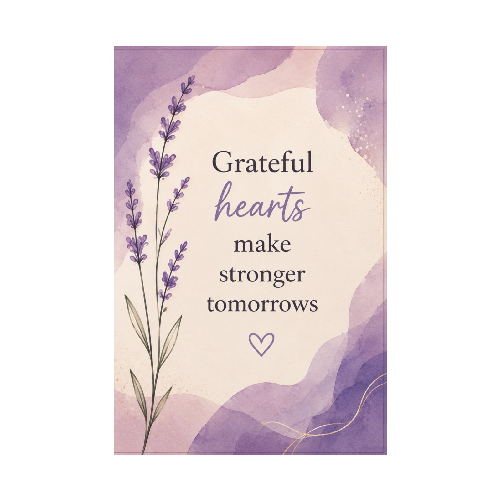 Grateful Hearts Lavender Canvas Wall Art – Inspirational Quote Stretched Matte Canvas - Image 2