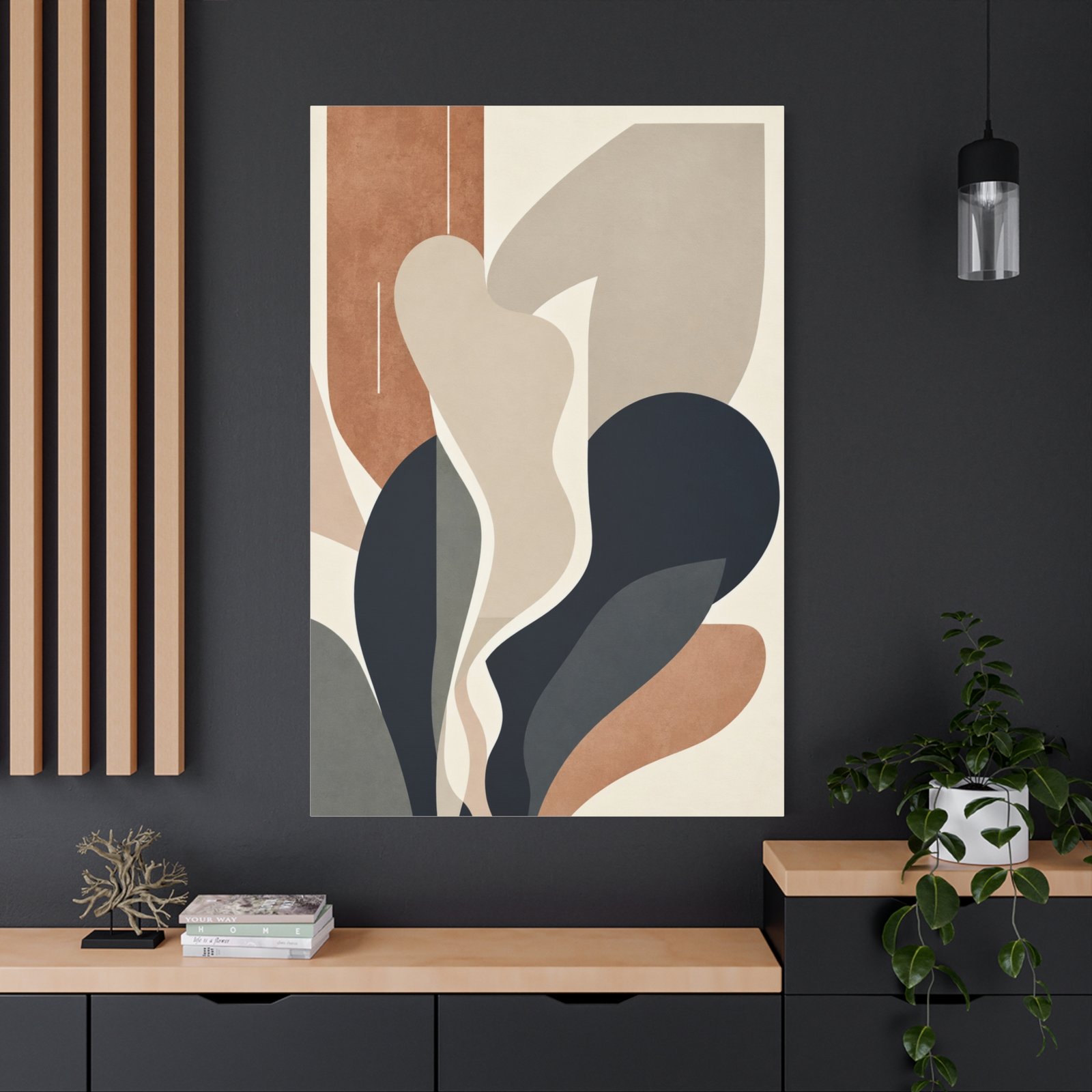 Abstract Neutral Shapes Matte Canvas Wall Art — Modern Minimalist Stretched Canvas - Image 4