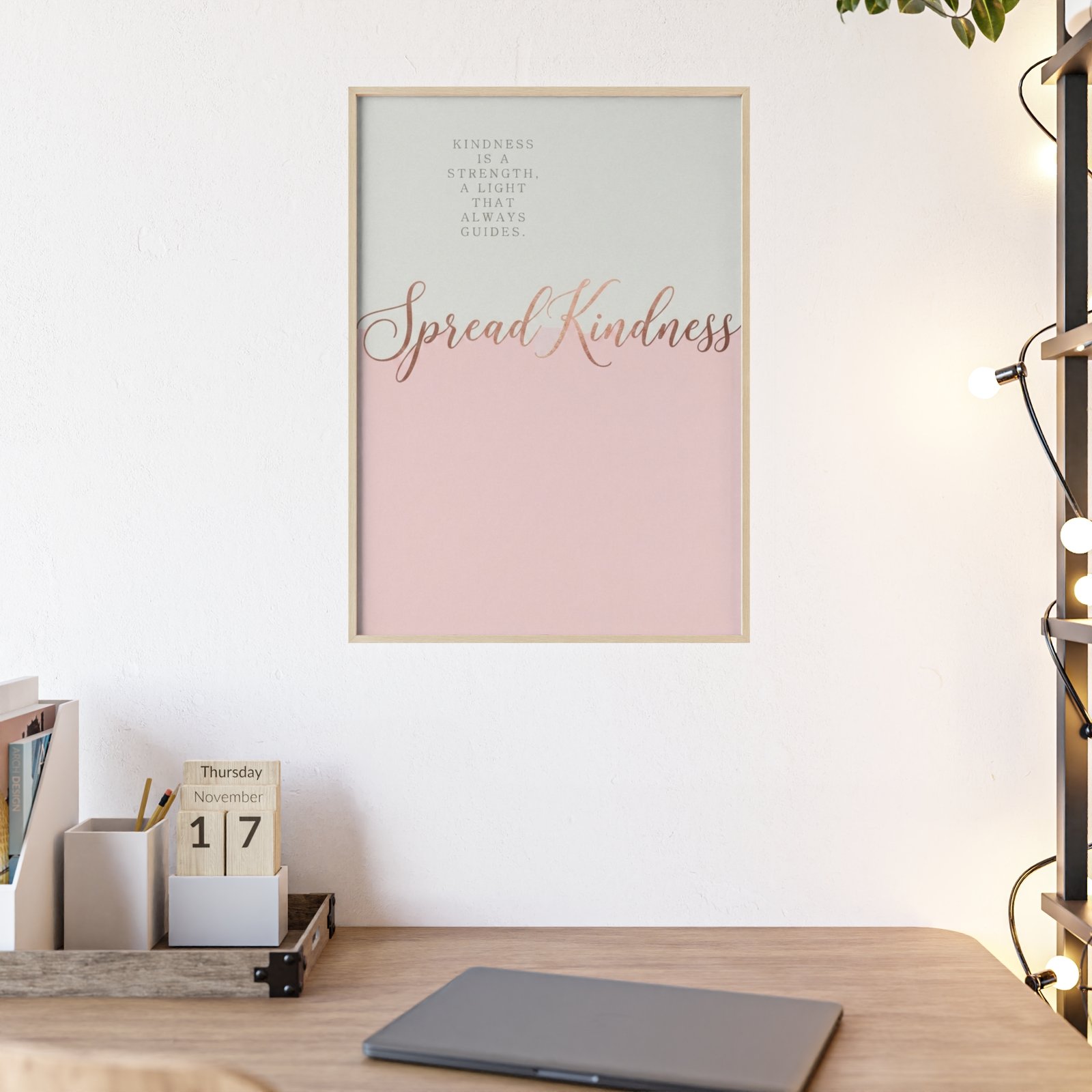 Spread Kindness Framed Poster — Inspirational Pink Wall Art - Image 3