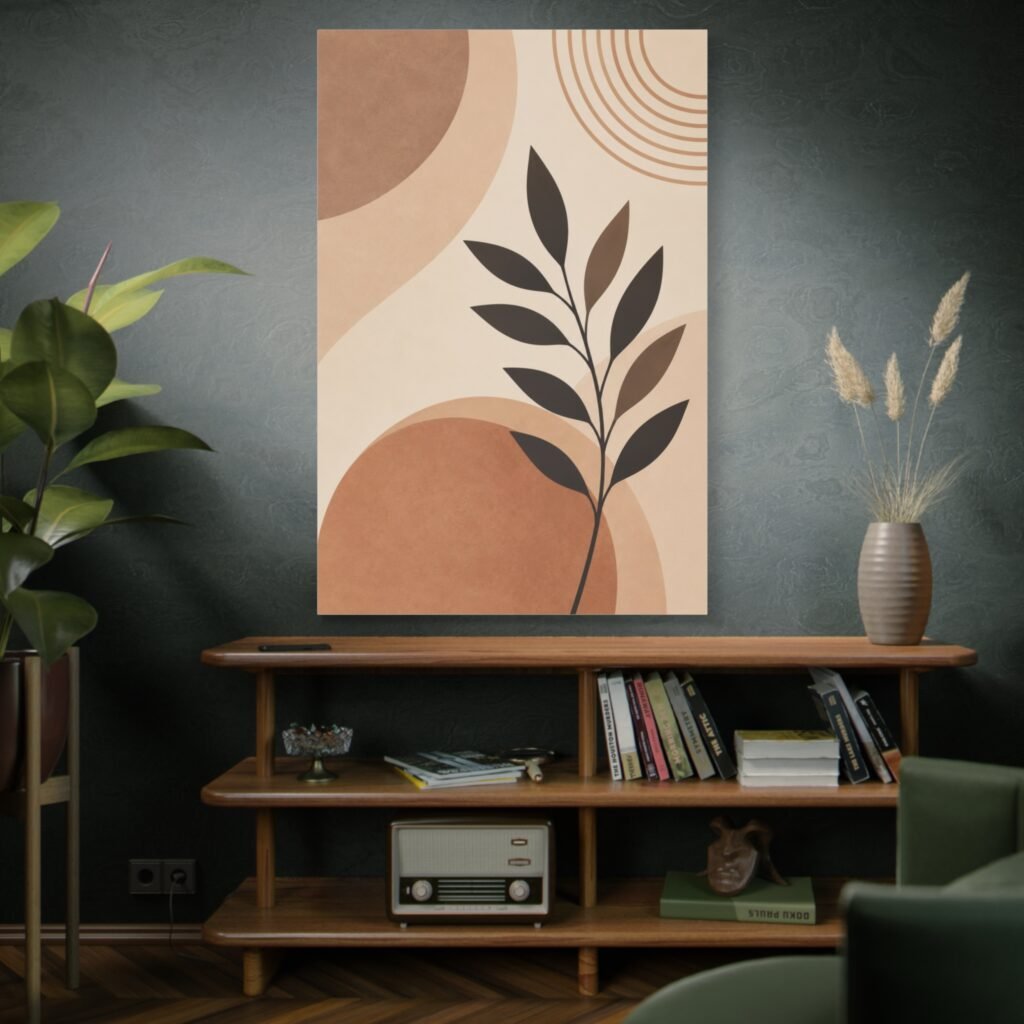 Abstract Earth-Tone Botanical Canvas Print — Matte Stretched Wall Art
