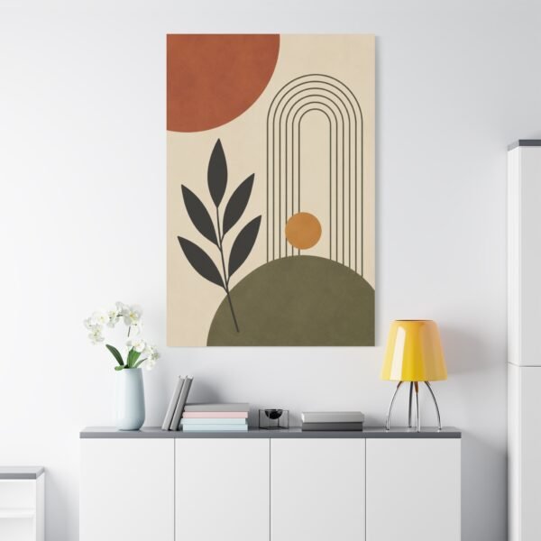 Abstract Earth Tone Canvas Wall Art - Modern Botanical Sunrise - Image 1