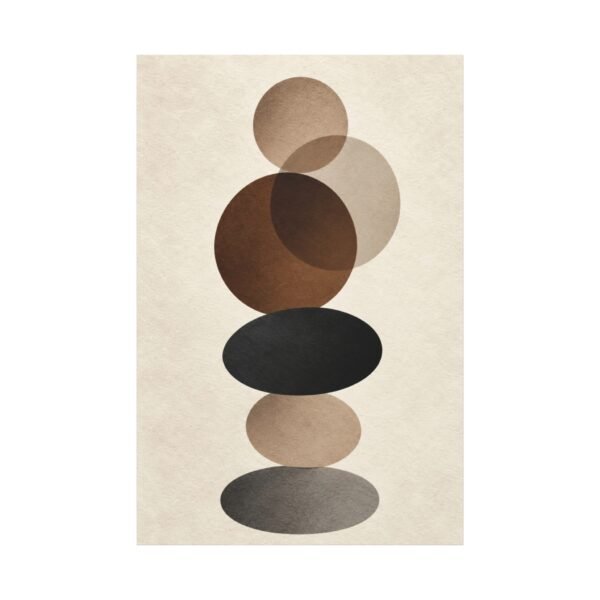 Abstract Neutral Stacked Circles Canvas — Minimalist Geometric Wall Art - Image 2