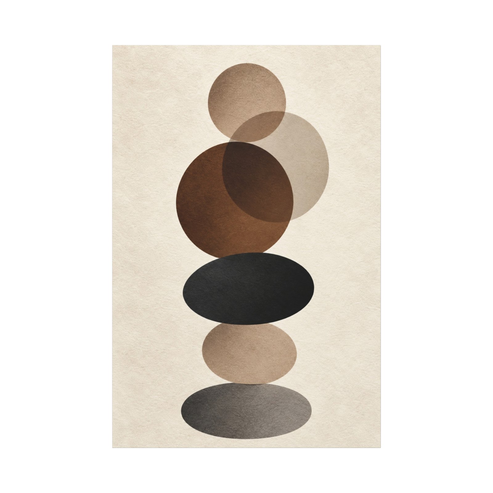 Abstract Neutral Stacked Circles Canvas — Minimalist Geometric Wall Art - Image 2