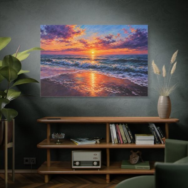 Sunset Ocean Canvas Print — Vibrant Seascape Matte Stretched Wall Art - Image 5