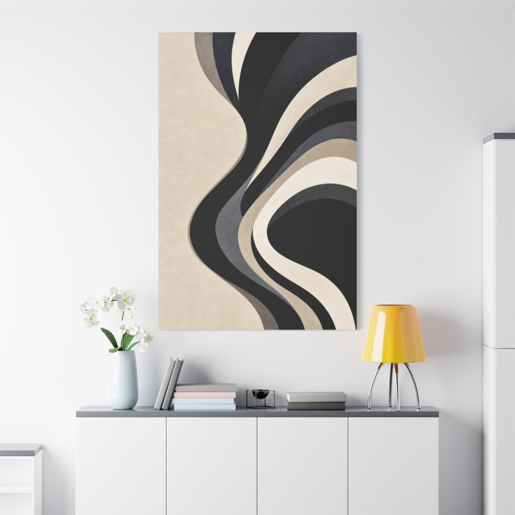 Abstract Neutral Wave Matte Canvas Print — Modern Minimalist Wall Art
