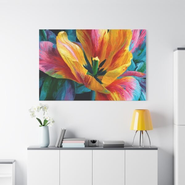 Vibrant Tulip Matte Canvas Wall Art — Colorful Floral Stretched Canvas - Image 1