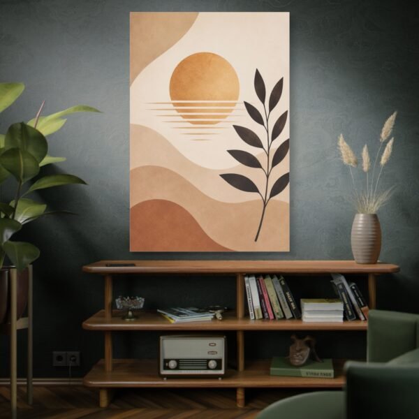 Abstract Earth Tone Sunset Canvas — Minimal Botanical Wall Art - Image 5
