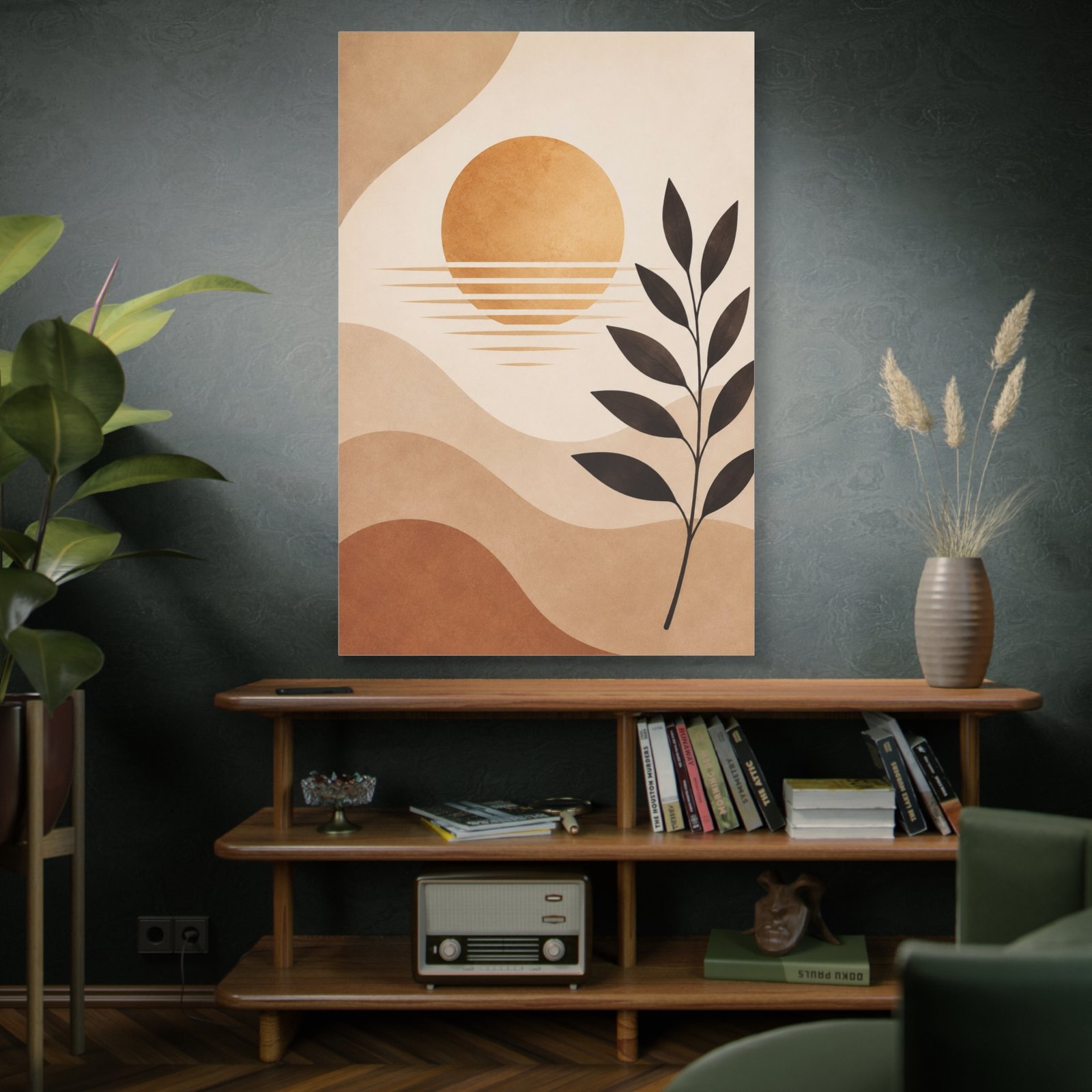 Abstract Earth Tone Sunset Canvas — Minimal Botanical Wall Art - Image 5