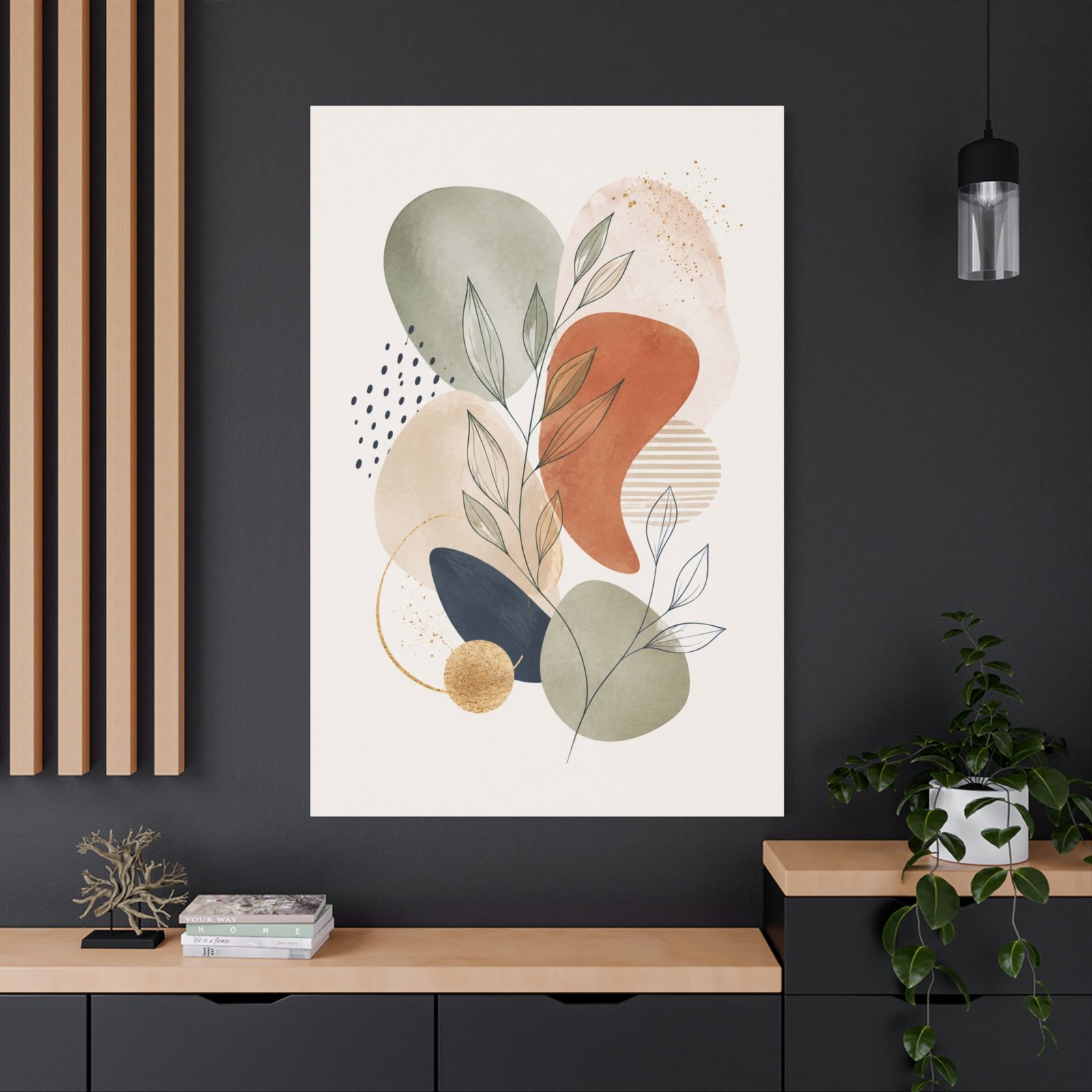 Abstract Botanical Canvas Wall Art – Earth Tones Matte Stretched Print - Image 4