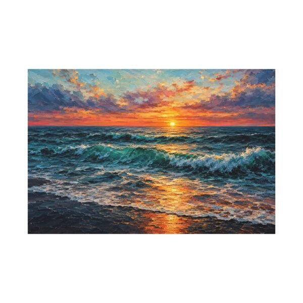 Sunset Ocean Canvas Print — Vibrant Seascape Matte Stretched Wall Art - Image 1