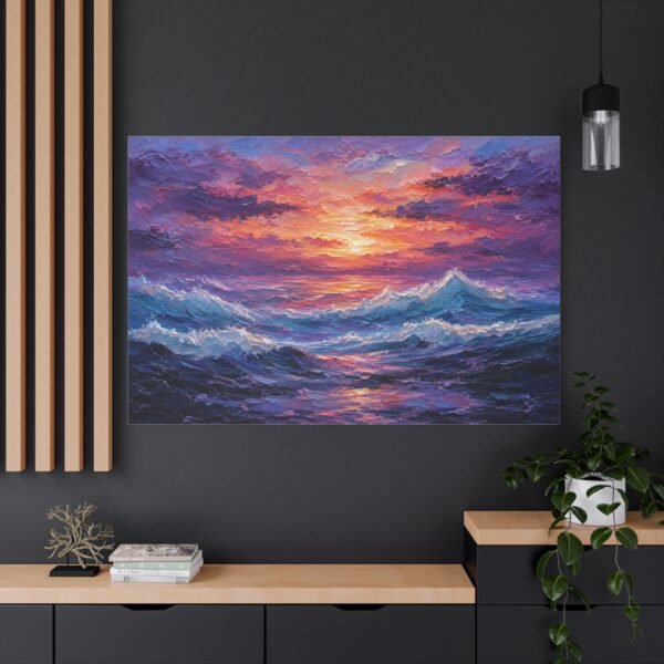 Sunset Ocean Canvas Print — Vibrant Seascape Matte Stretched Wall Art - Image 4