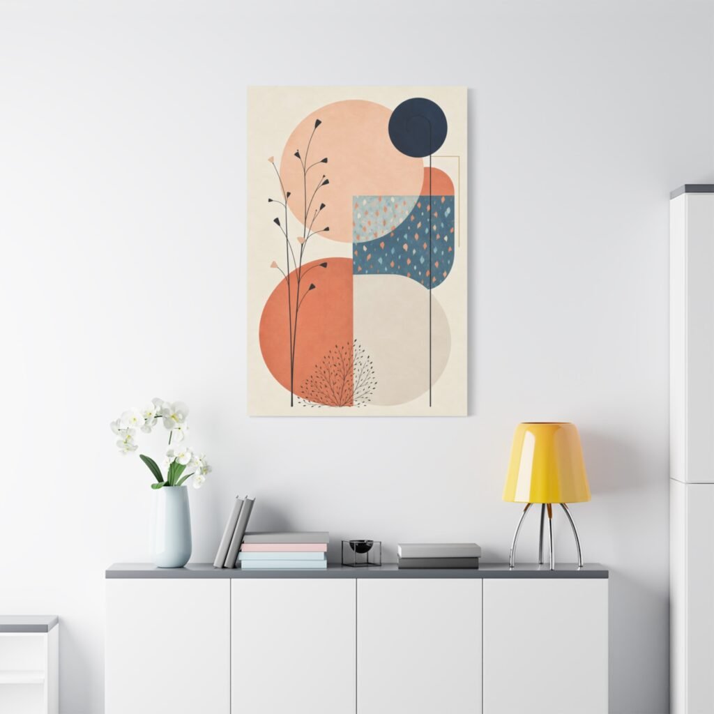 Modern Abstract Canvas Wall Art — Mid-Century Geometric Matte Print