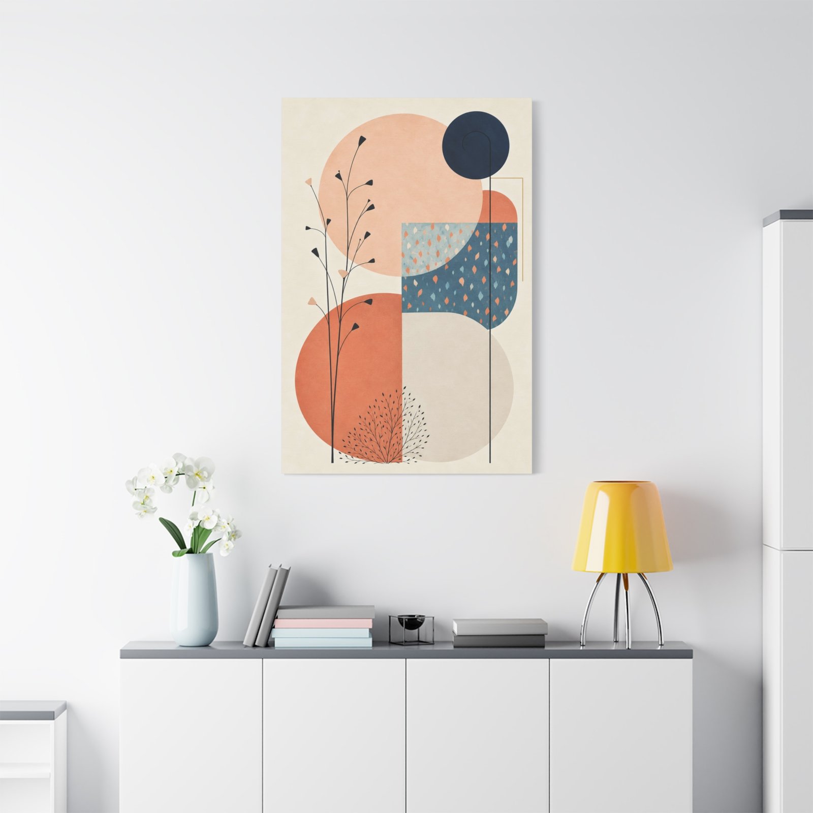 Modern Abstract Canvas Wall Art — Mid-Century Geometric Matte Print - Image 1