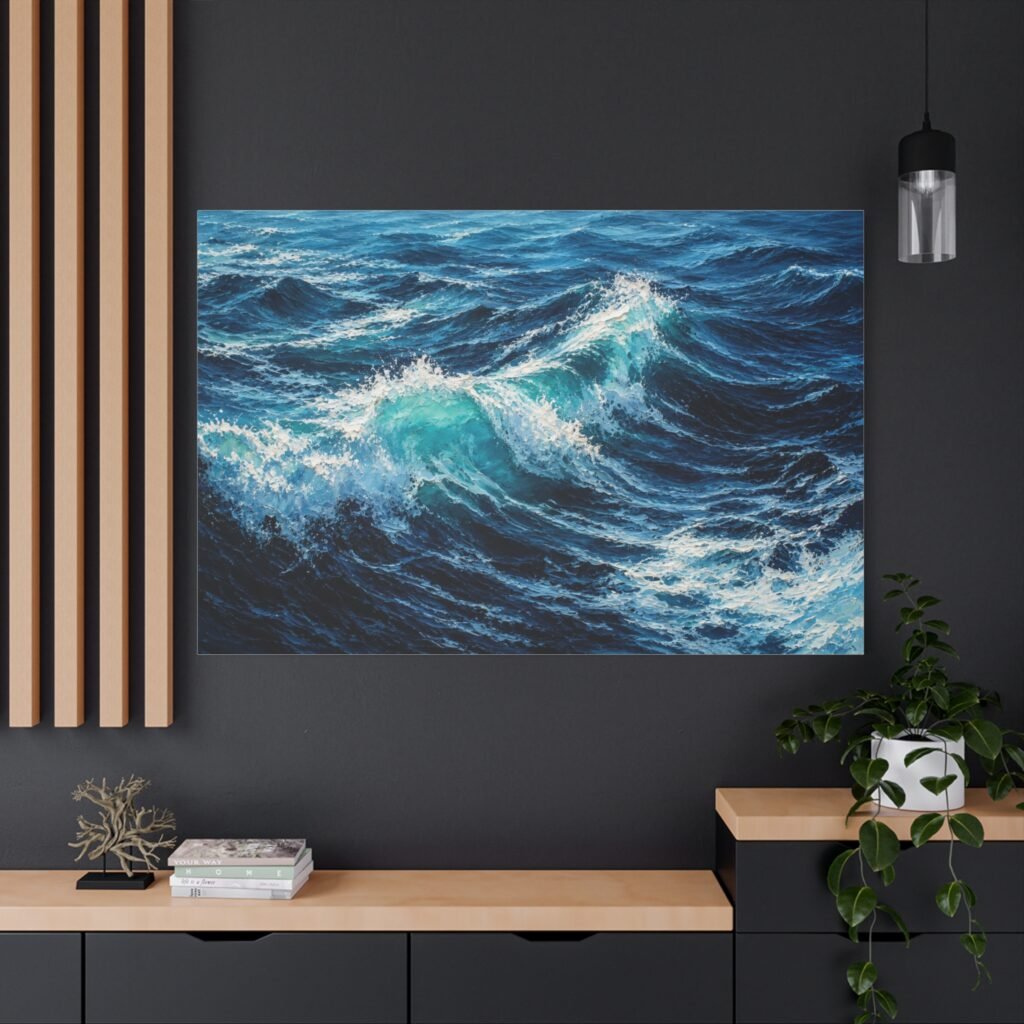 Ocean Waves Matte Canvas Print — Turquoise Seascape Wall Art, Stretched 1.25"