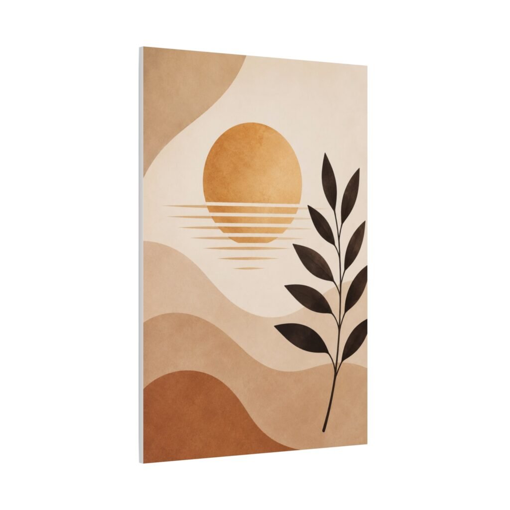 Abstract Earth Tone Sunset Canvas — Minimal Botanical Wall Art