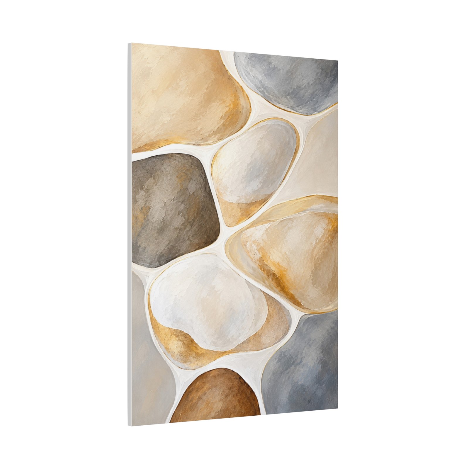 Abstract Pebble Art Canvas – Neutral Earthtone Wall Decor - Image 3