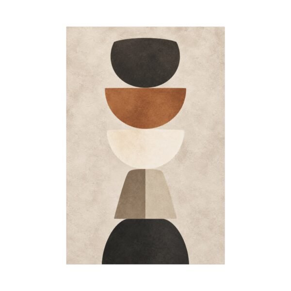 Abstract Earth Tone Stacked Shapes Canvas - Image 2