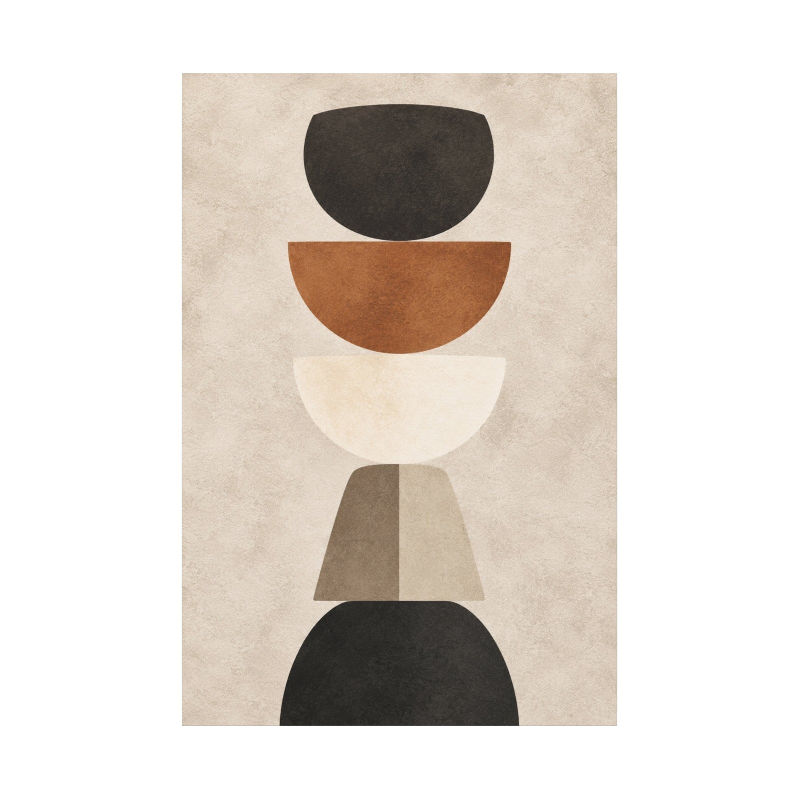Abstract Earth Tone Stacked Shapes Canvas - Image 2