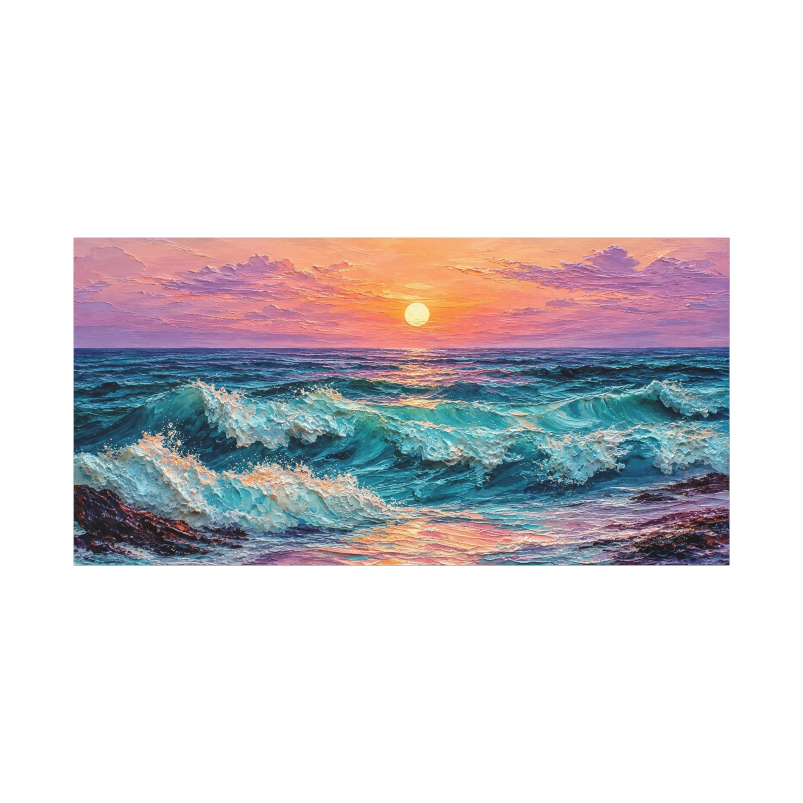 Sunset Ocean Waves Matte Canvas Print — Seaside Beach Wall Art - Image 49