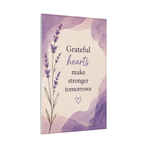 Grateful Hearts Lavender Canvas Wall Art – Inspirational Quote Stretched Matte Canvas - Image 3