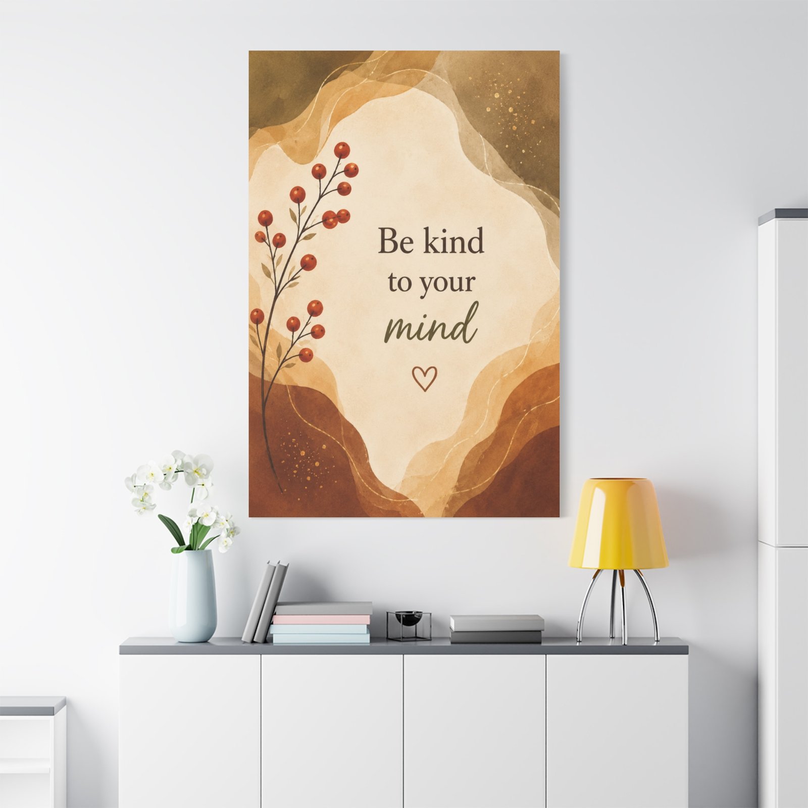 Be Kind to Your Mind Matte Canvas Wall Art — Inspirational Mental Health Quote - Image 1