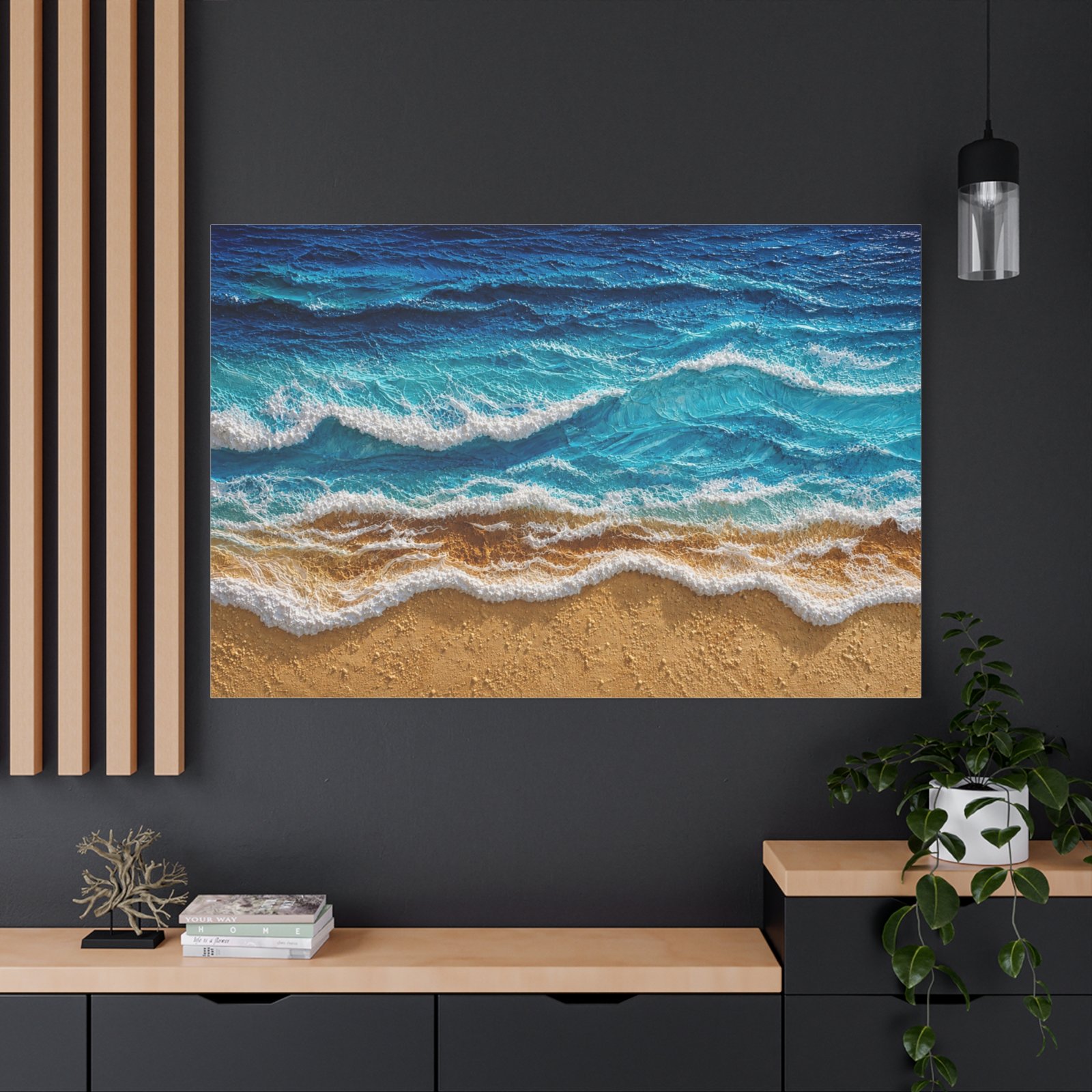 Ocean Waves Beach Canvas - Matte Stretched Wall Art - Image 4