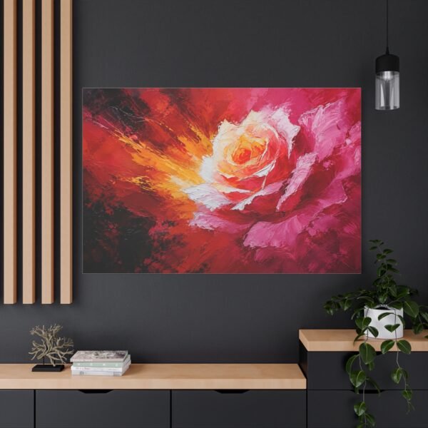 Abstract Rose Explosion Matte Canvas Wall Art - Vibrant Floral Painting - Image 4