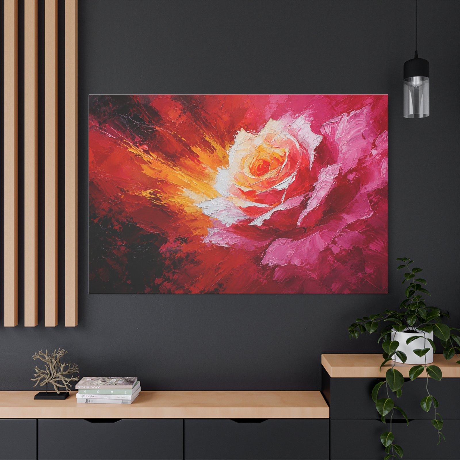 Abstract Rose Explosion Matte Canvas Wall Art - Vibrant Floral Painting - Image 4
