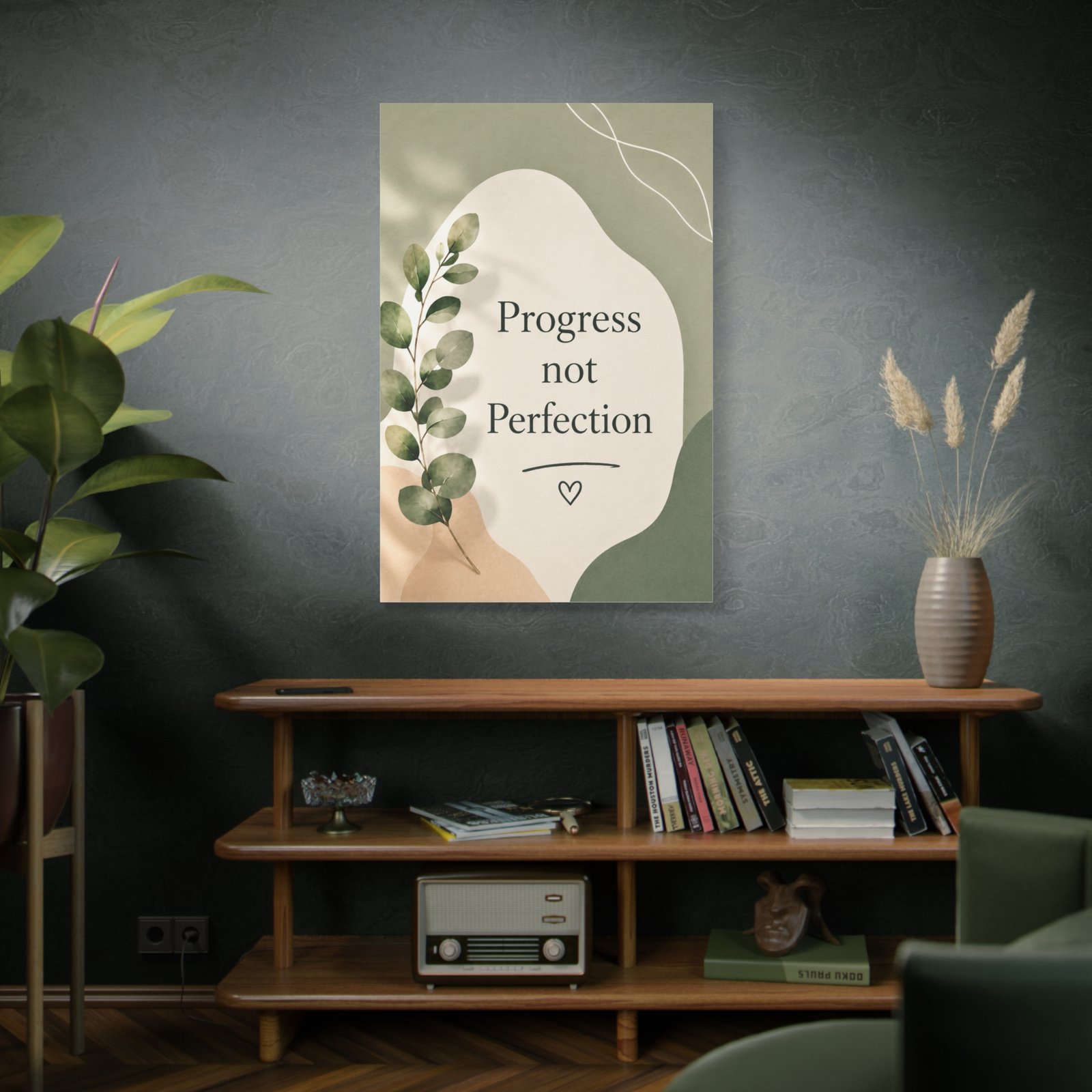 Progress Not Perfection Canvas Wall Art — Motivational Botanical Quote Print - Image 4